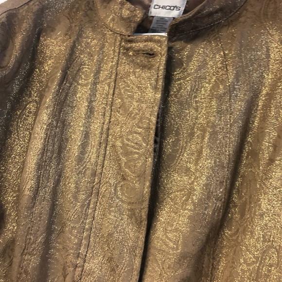 Chico's Brown Gold Embellished Blazer Jacket Button Closure Size 2 Large - Picture 3 of 6
